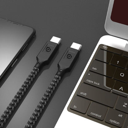Cable USB-C a USB-C, USB 3.2, 1.5 Mt Rugged Dusted negro