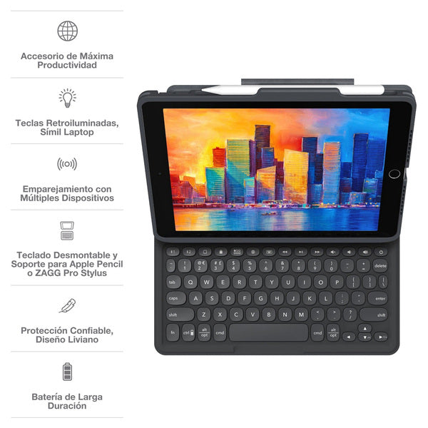 Funda con teclado ZAGG Pro Keys para iPad de 10,2" - Inglés
