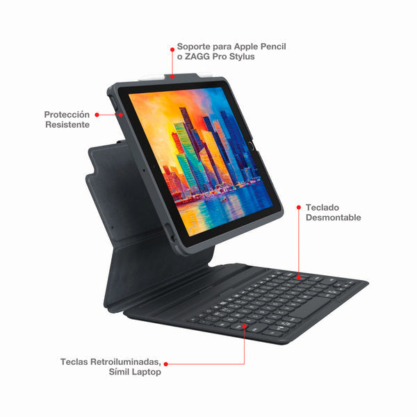 Funda con teclado ZAGG Pro Keys para iPad de 10,2" - Inglés